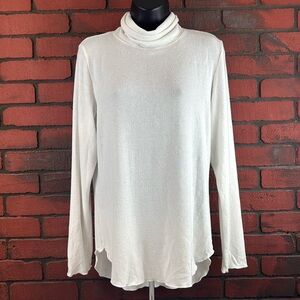 Nally & Millie Womans Large White Long Sleeve Cowl Neck Sweater – Cozy